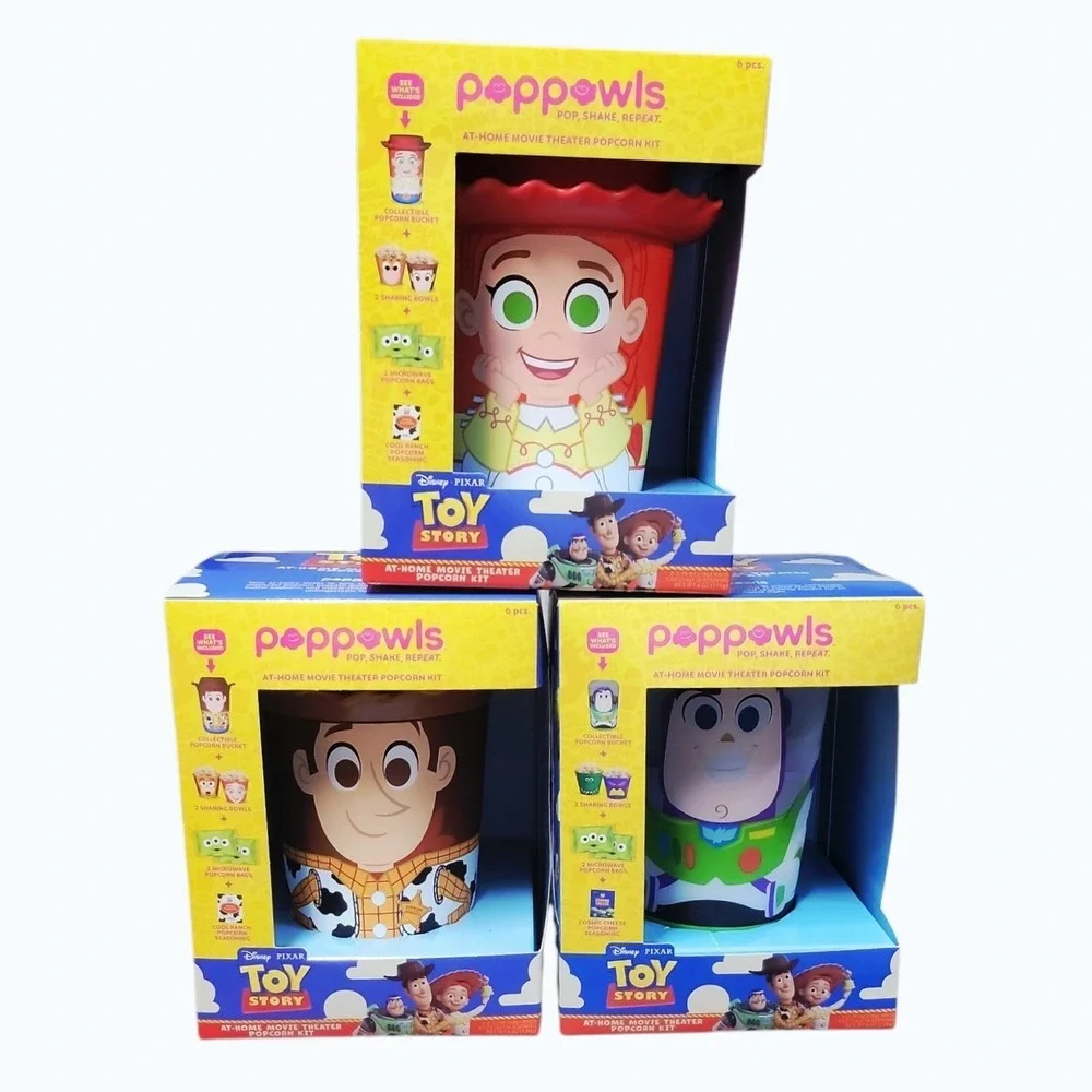 Disney Pixar Toy Story Popowls Popcorn Kit Jessie Woody Buzz Lightyear New
